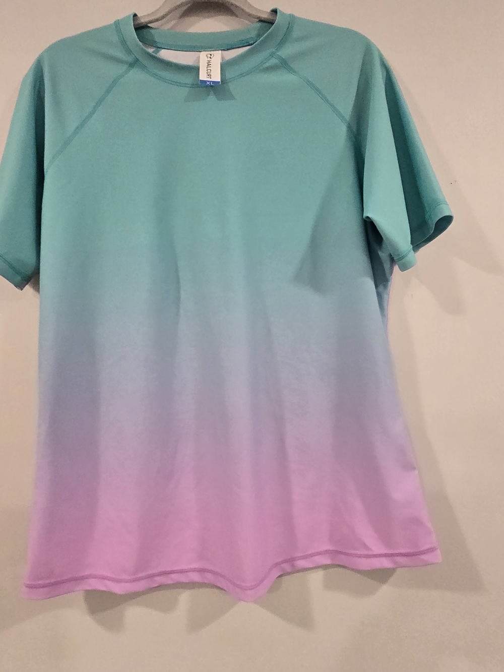 Ombre Aqua-to-Lavender Women's Swim Coverup Tee